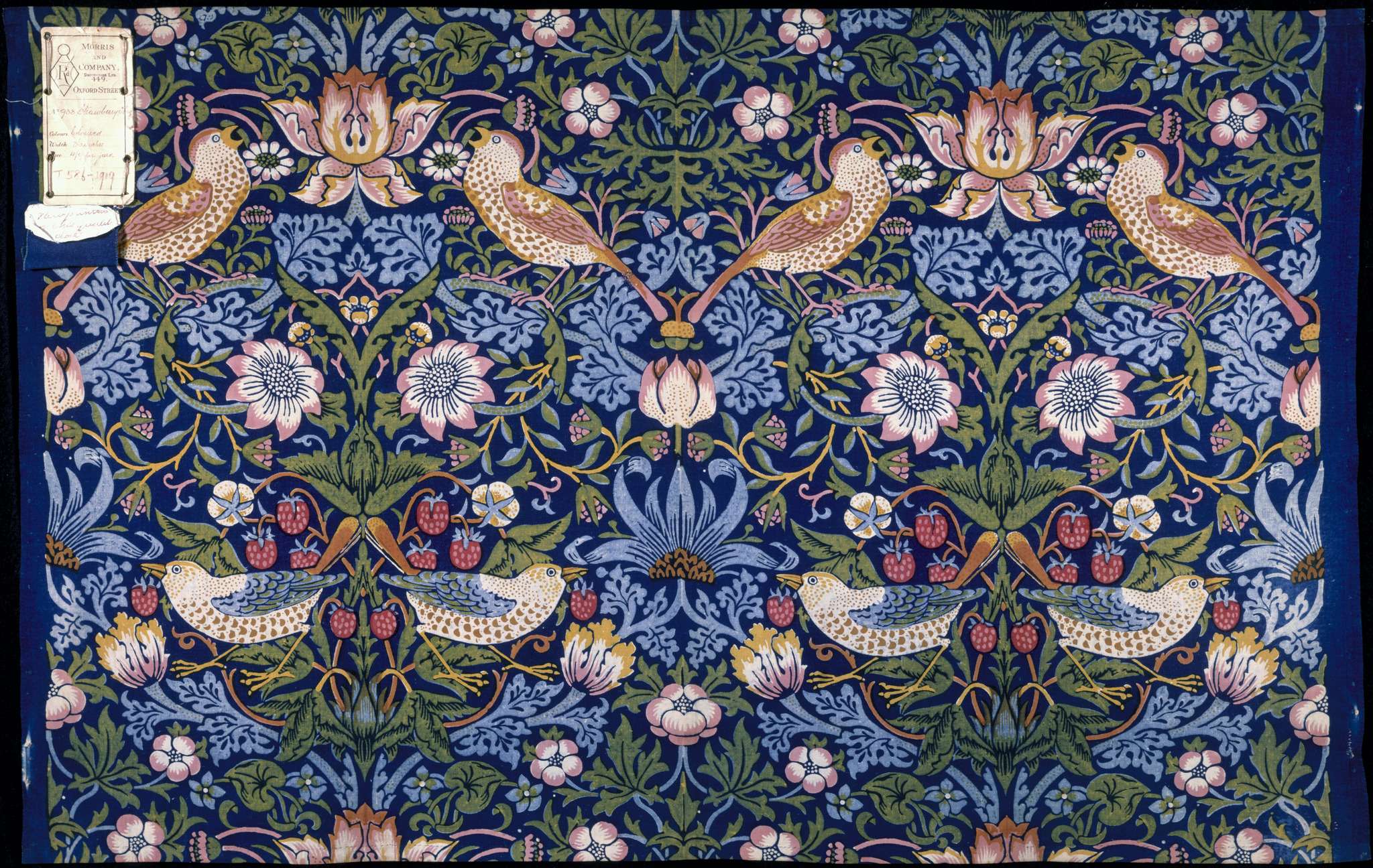 William Morris Strawberry Thief 1883. Furnishing fabric c Victoria and Albert Museum London